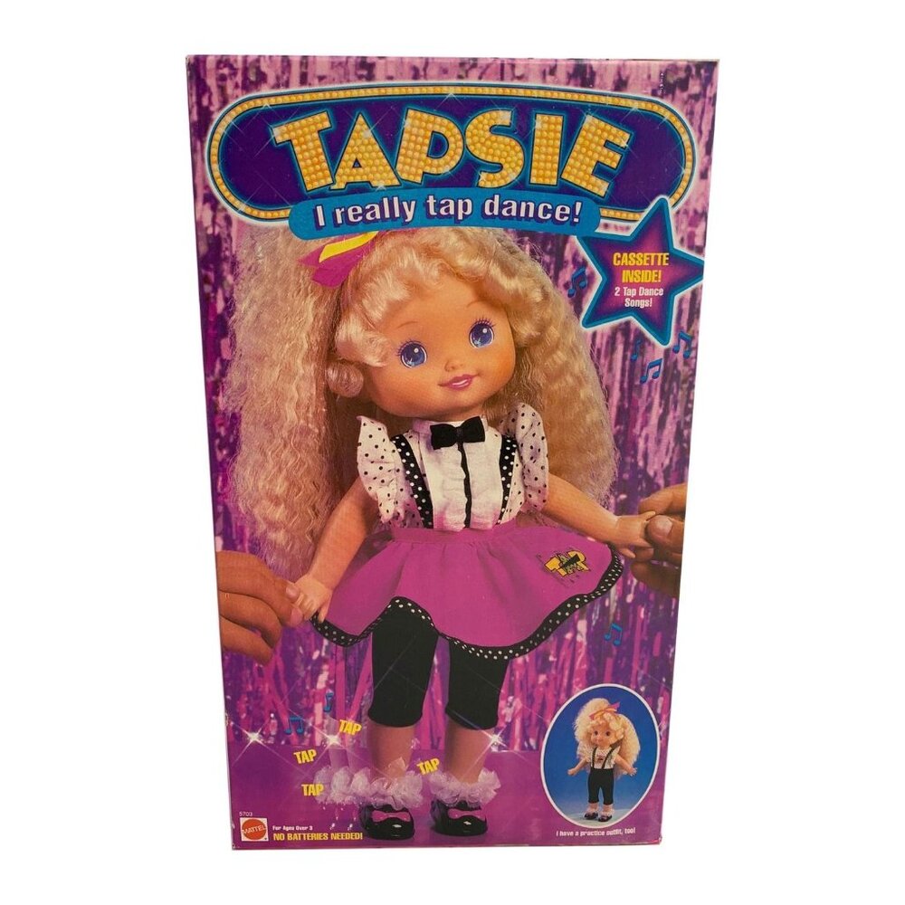 1990 Tapsie Tap Dance Doll Mattel #5703, Includes Cassette with Tap Songs NIB